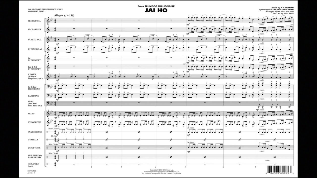 Jai Ho (from Slumdog Millionaire) arr. Michael Brown