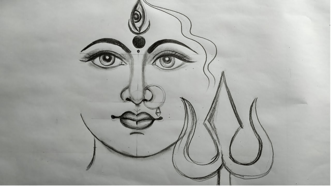 how to draw maa durga  face pencil sketch for beginners step by step,how to draw maa durga,