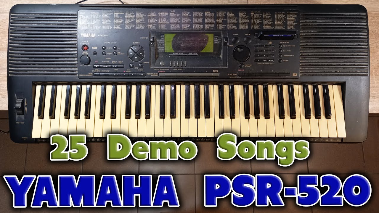 Yamaha PSR-520 из 1996 года - винтажный синтезатор с автоаккомпанементом.  Послушаем 25 Demo songs.
