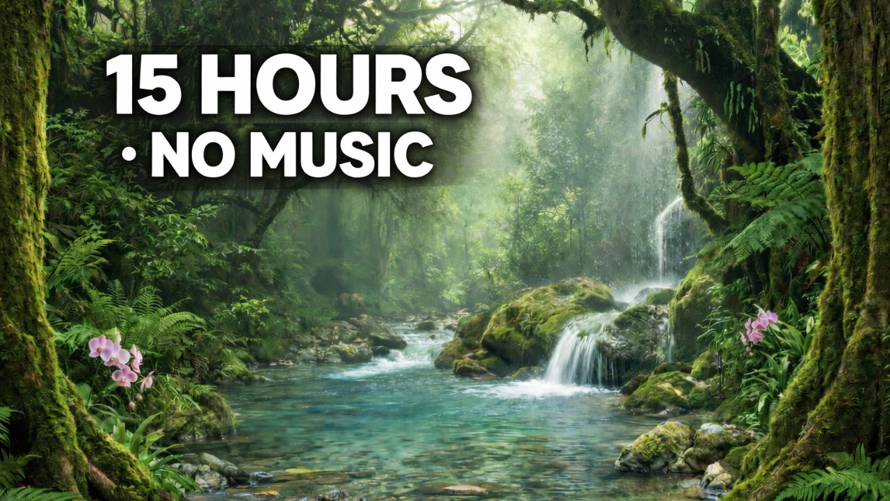 Jungle Waterfall & Stream 15 Hours 🌿 Ultimate Sleep Sound (No Music)