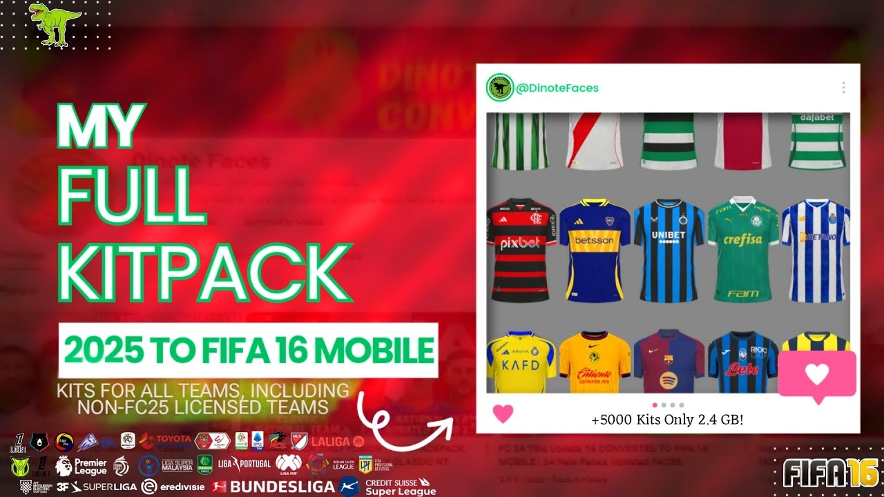 МЕГАНАБОР ФОРМ | ФОРМЫ ДЛЯ ВСЕХ КОМАНД В FIFA 16 MOBILE MOD FC 25 | +5000 ФОРМ ВСЕГО 2,4 ГБ