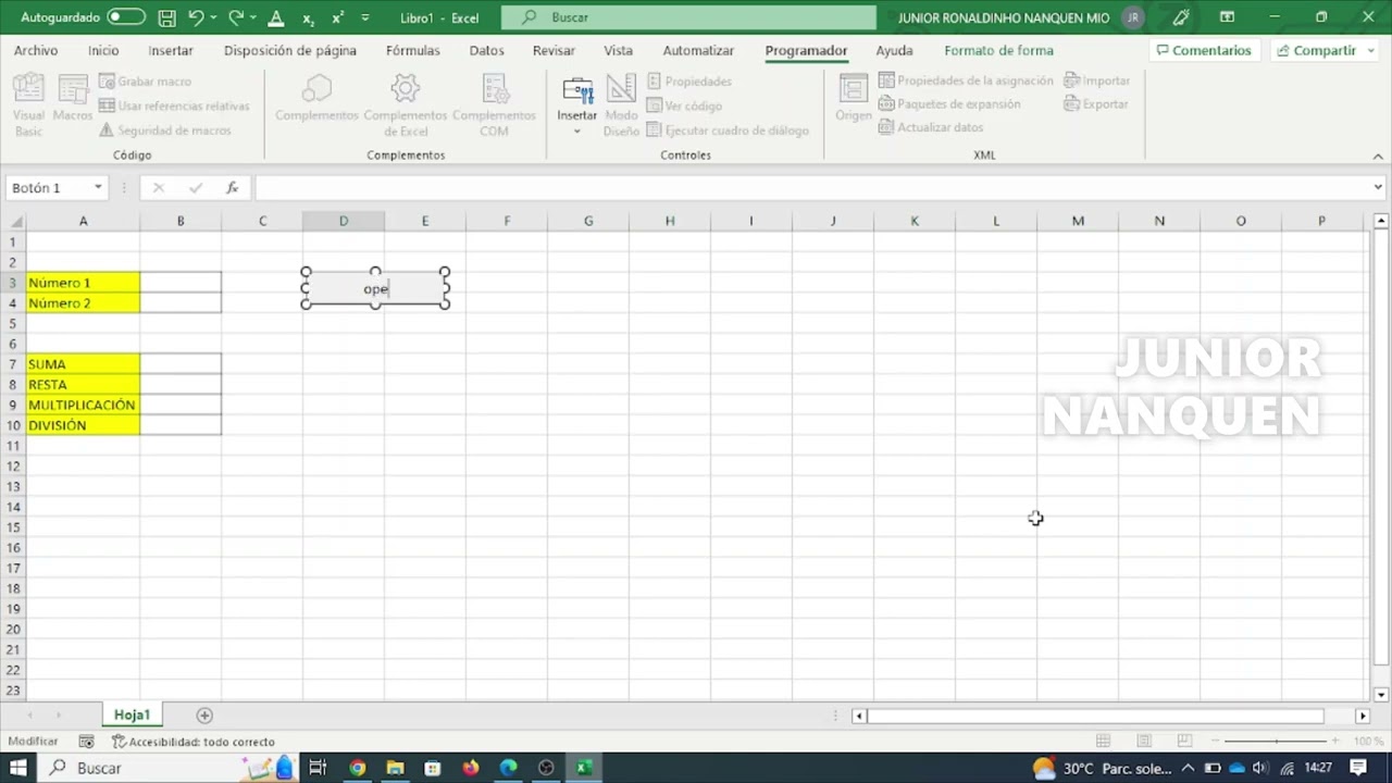MACROS | SUMA, RESTA, MULTIPLICACI&Oacute;N Y DIVISI&Oacute;N EN UN SOLO BOTON | CALCULADORA DE EXCEL