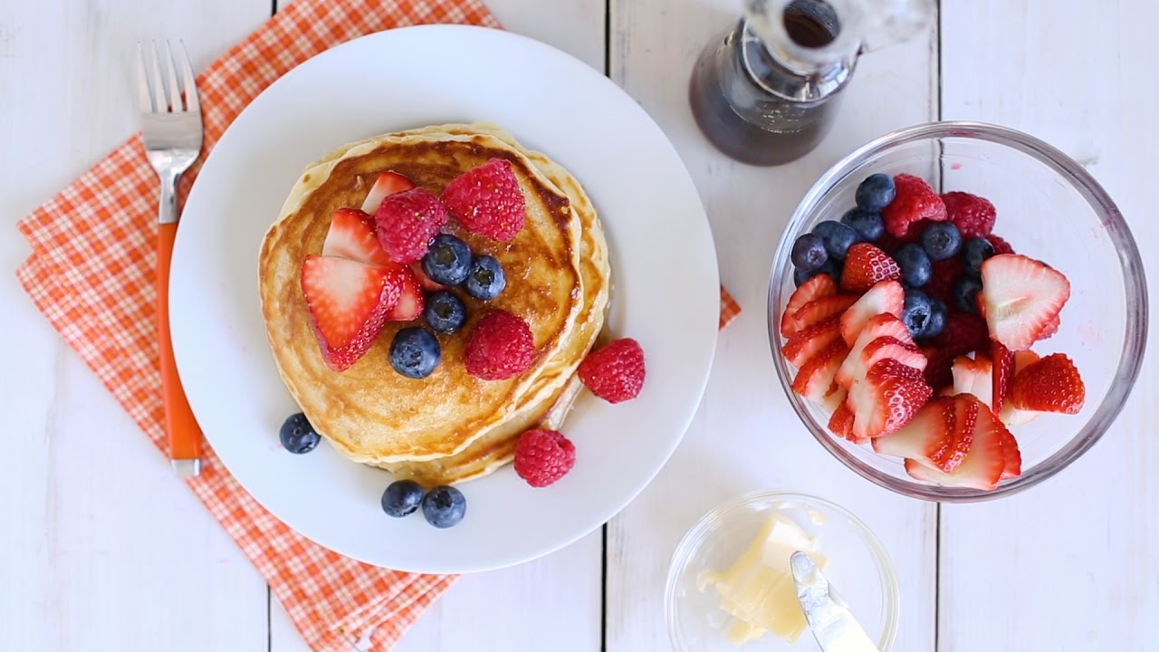 Peanut Butter Stuffed Pancakes with Berries- Everyday Food with Sarah Carey