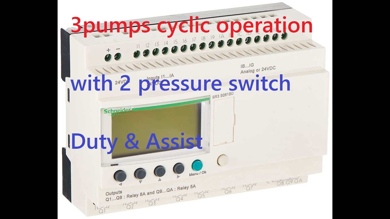 PLC PROGRAMMING - Ladder logic Programming for 3 pumps with 2 pressure switch duty, assist...