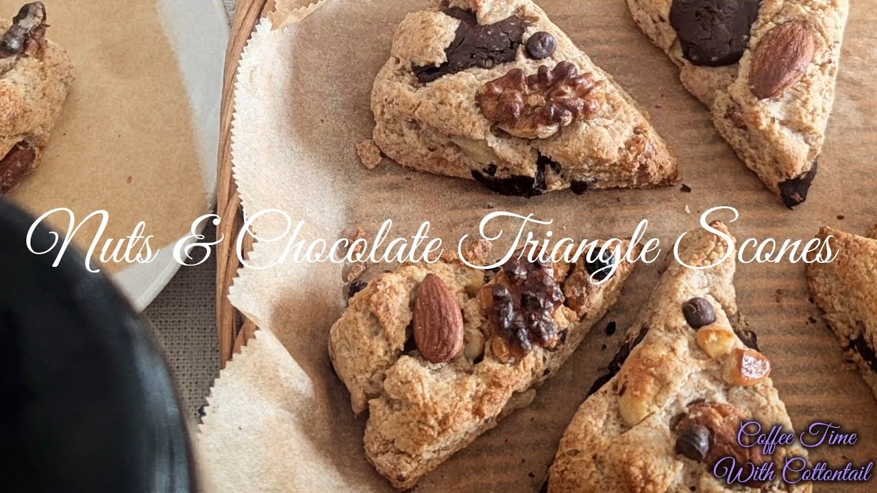 かるーい全粒小麦粉でチョコナッツの三角スコーンを作ってみたら口の水分を全て奪うタイプでした
