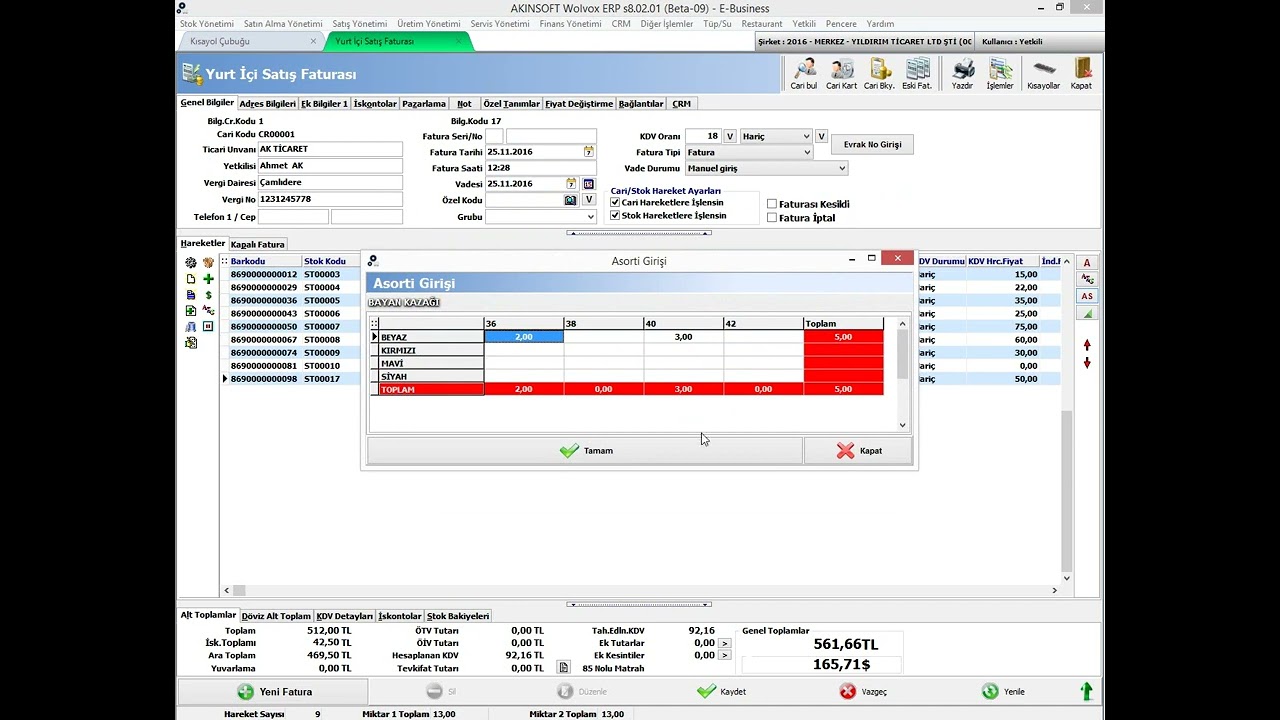 AKINSOFT WOLVOX ERP - Fatura İşlemleri   |  Alış ve Satış Faturası Oluşturma (Yeni Fatura Kesme)