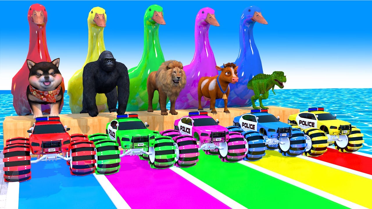 Long Slide Game With Elephant Gorilla Buffalo Hippopotamus Tiger 3d Animal Game Funny 3d Animals