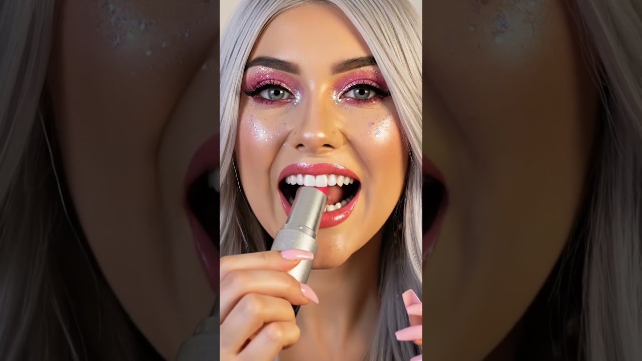 Eating Pink Lipstick ASMR💄🍓#asmr  #asmreating #lavafood  #makeup