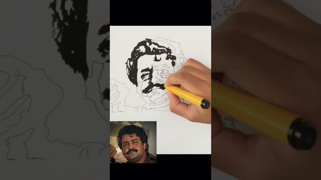 Drawing Mohanlal in Devasuram | Malayalam | Stencil drawing
