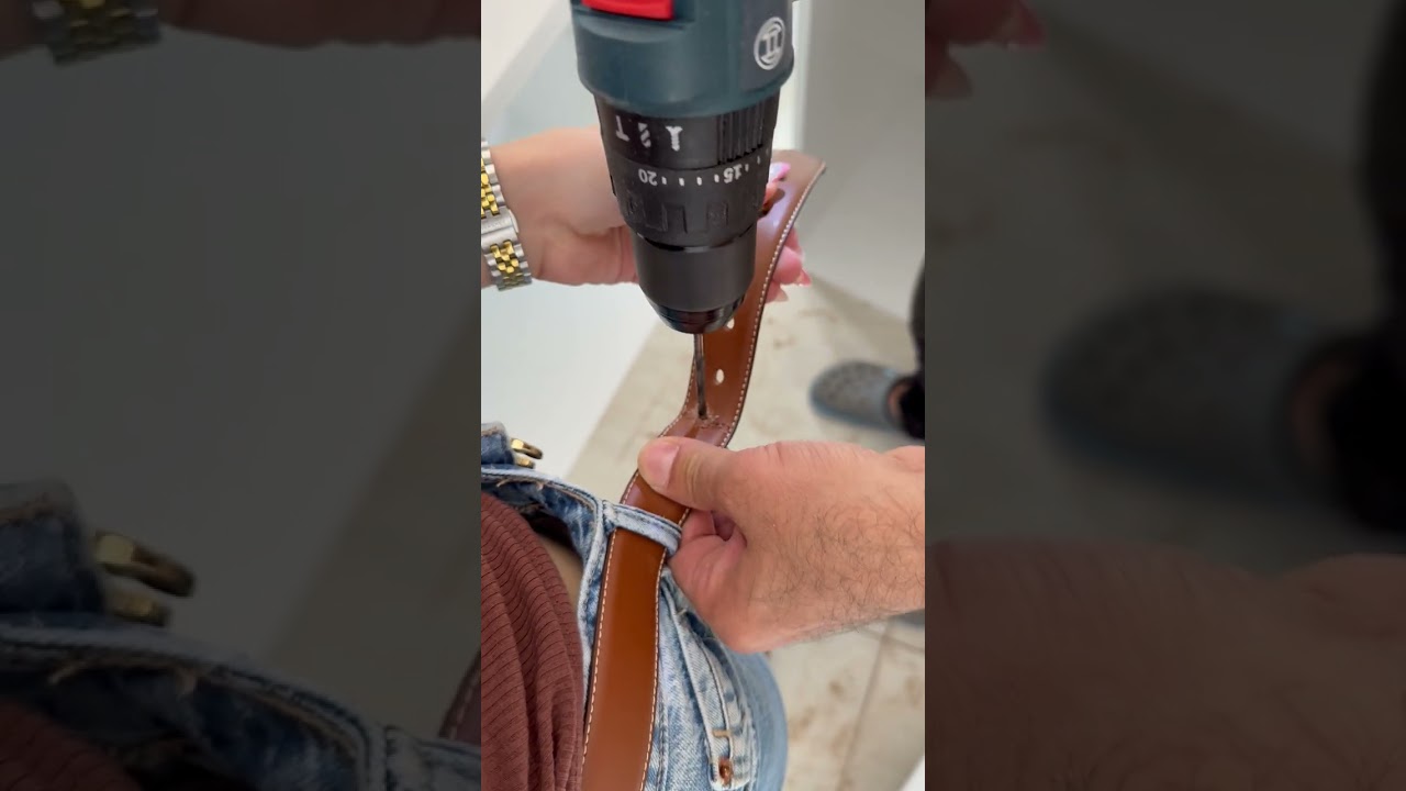 Creating an Extra Hole in a Leather Belt with a Power Drill