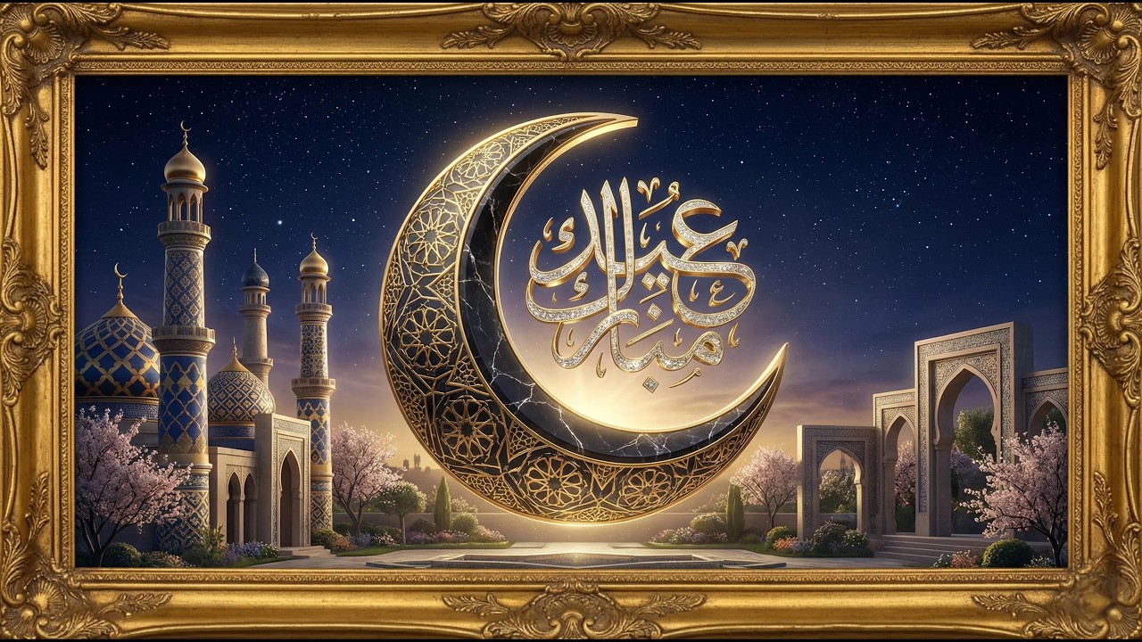 خلفية عيد الفطر 4K فخمة | تهنئة العيد لكل عام وأنتم بخير (لوحة سينمائية) | لوحة & Soul