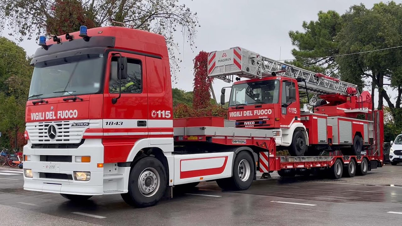 Carro Attrezzi Vigili del Fuoco Mestre trasporta l'AS EuroFire a causa di un guasto