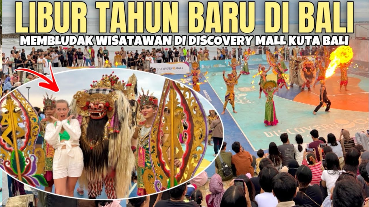 SUASANA LIBURAN TAHUN BARU DI BALI MEMBLUDAK WISATAWAN DI DISCOVERY MALL KUTA BALI