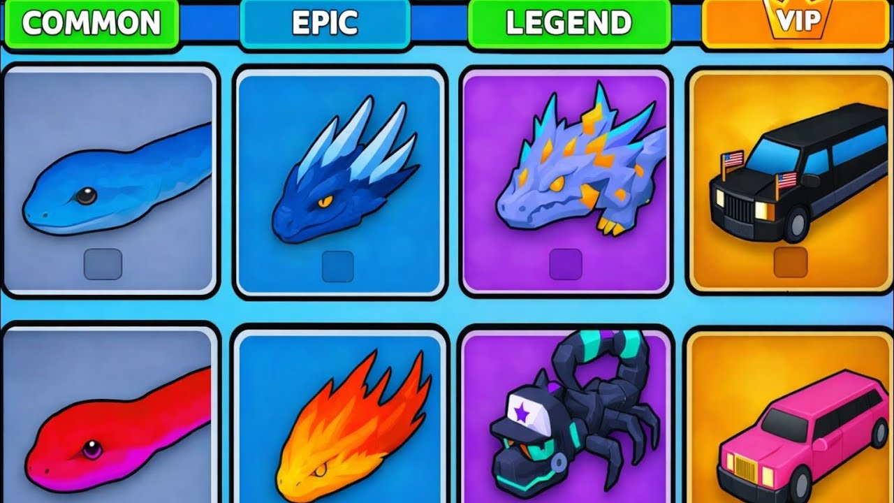 ALL Snake Skins Compared! COMMON vs RARE vs EPIC vs LEGEND vs VIP! #gamingvideos 