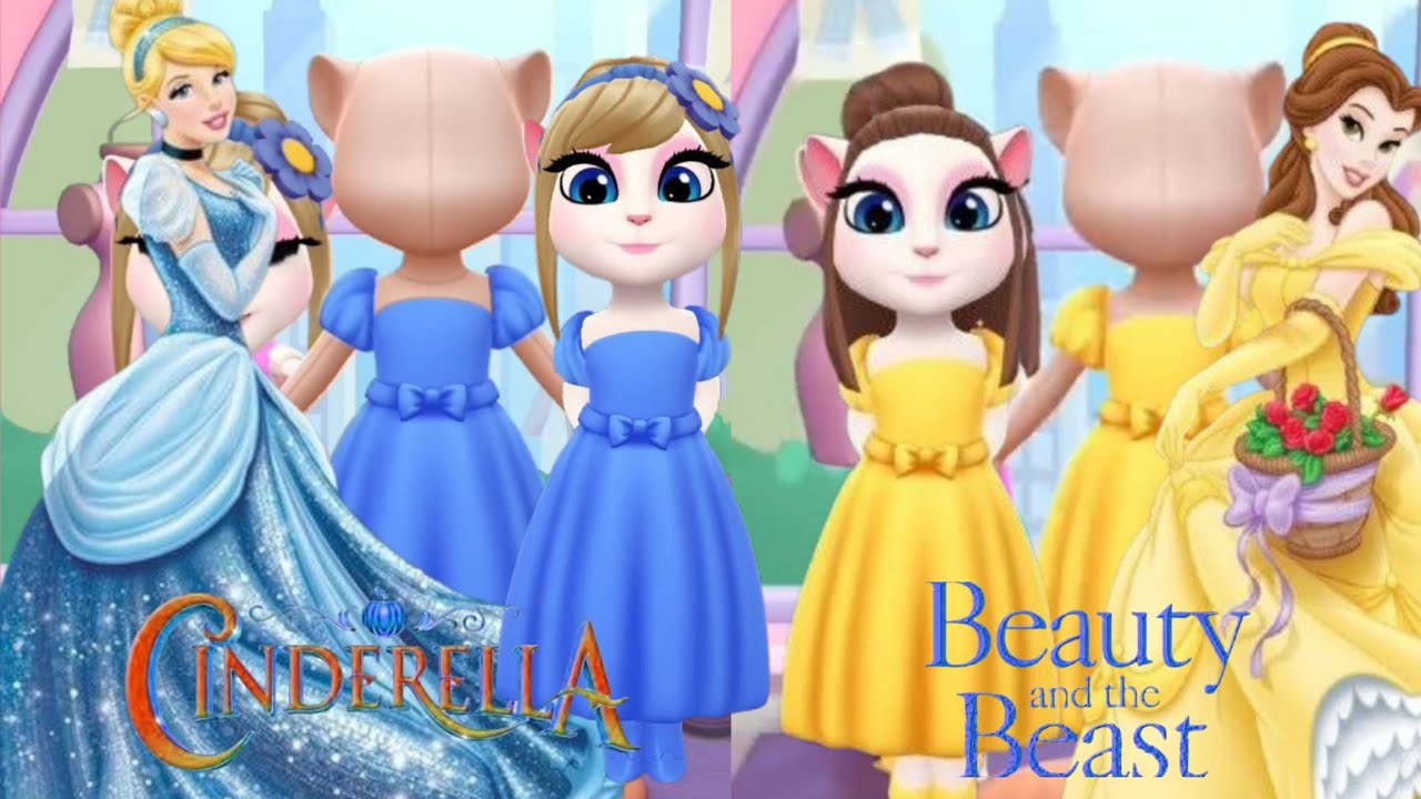 Cinderella 👠 vs Belle 📚 | My Talking Angela 2 Princess Dress Up Battle #2