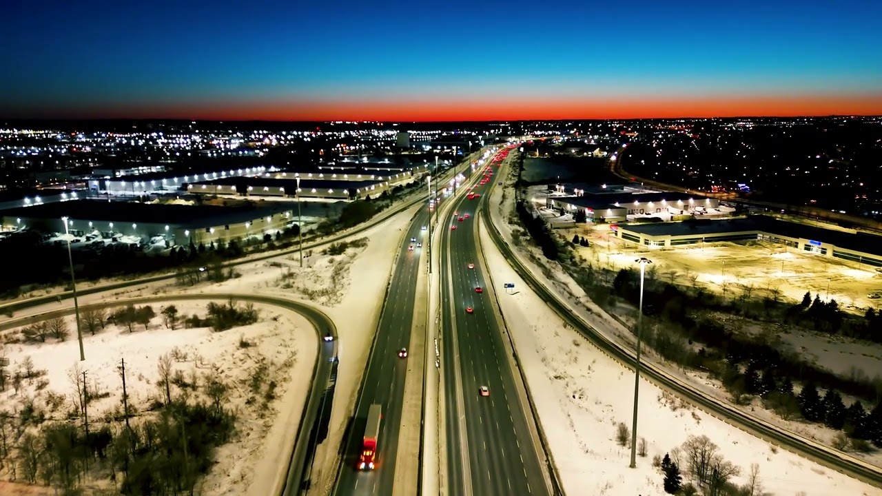 DJI Flip Sunset Flight Over Highway 401.