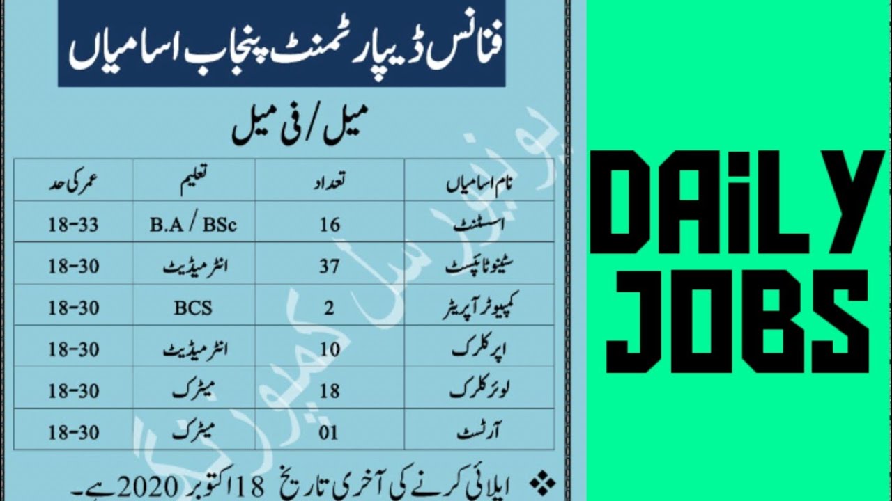 Ministry of finance division job's 2020