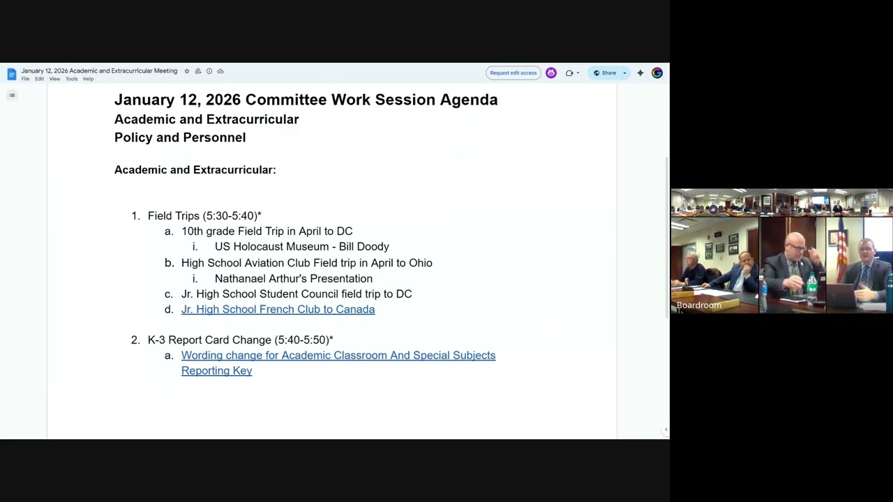 Committee Work Session  2026 01 12