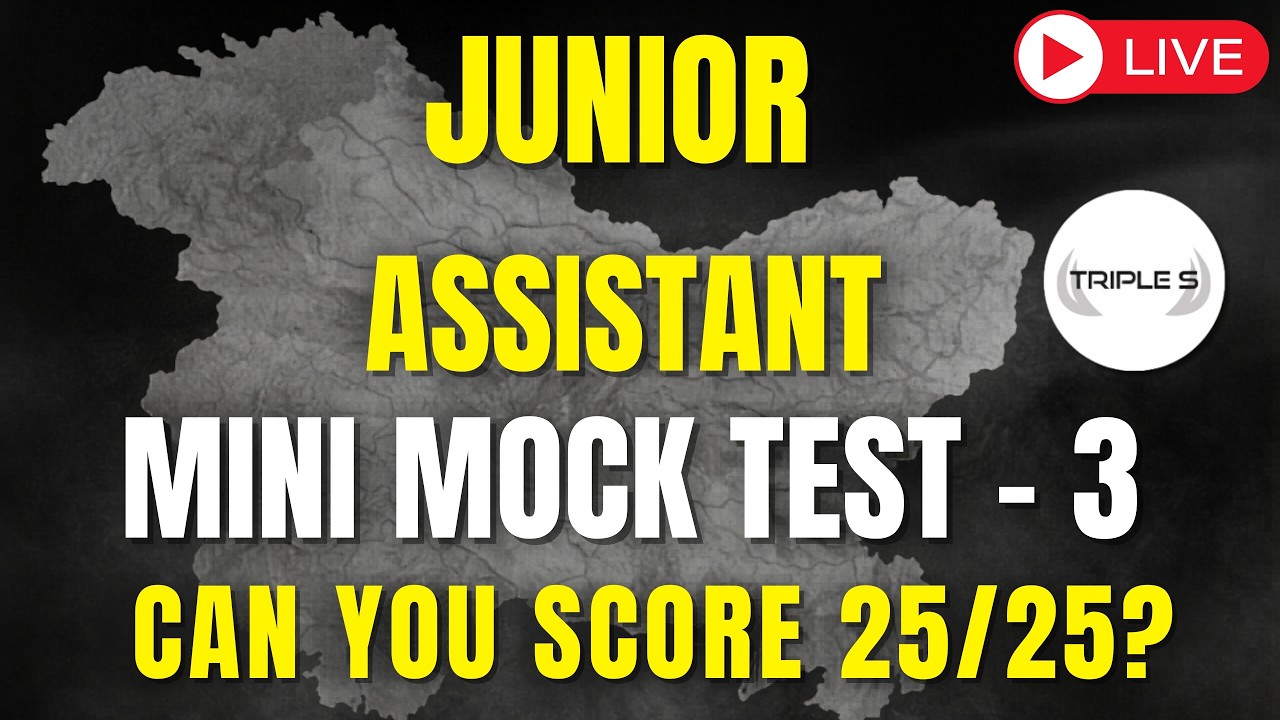 Junior Assistant Mini Mock Test - 3 || Based on JKSSB Latest Exam Pattern  Can You Score 25/25 ?