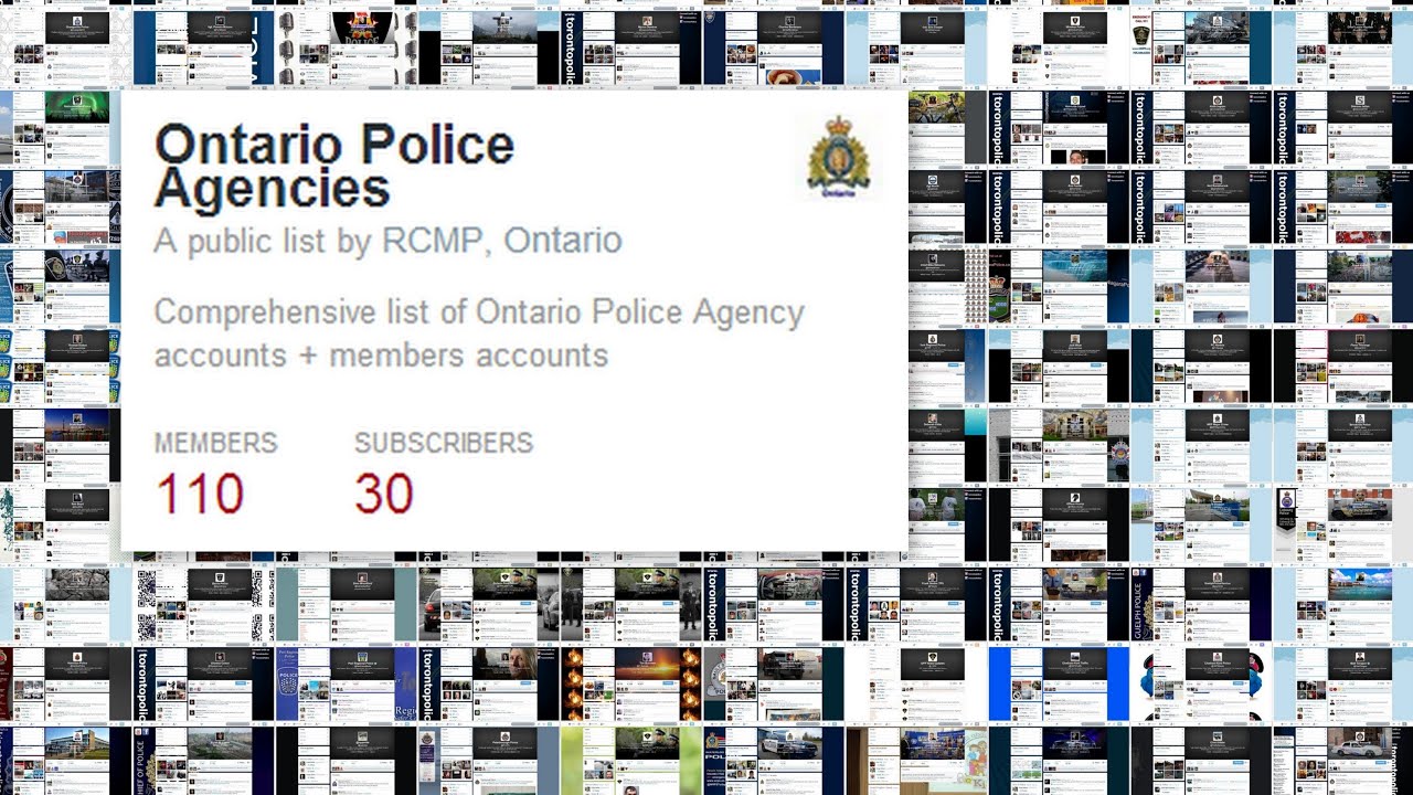 Ontario Police Agencies on Twitter by the Royal Canadian Mounted Police