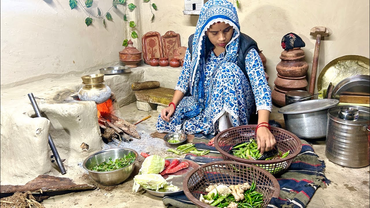 चूल्हे की बनी देशी सब्जी रोटी #livecooking #villagelife #traditionalcooking