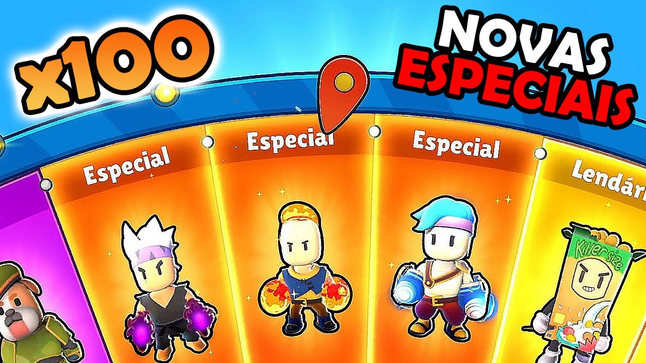 Girei 100x a ROLETA das NOVAS SKINS ESPECIAIS do Stumble Guys