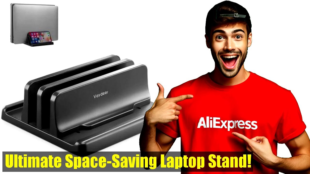 Maximize Efficiency with 4in1 Dual-Slot Adjustable Vertical Laptop Stand | Space-Saving Holder