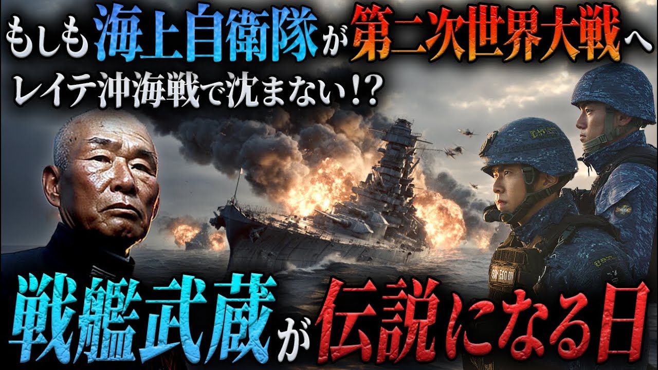 【無敵の戦艦武蔵】もしも現代の海上自衛隊が第二次世界大戦のレイテ沖海戦の戦艦「武蔵」が沈むその瞬間に駆けつけたら？栗田中将に迫った究極の選択とは！？【AIシミュレーション】