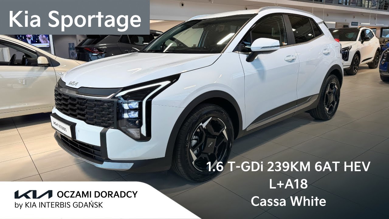 Kia Sportage FL [1.6 T-GDI 239KM 6AT FWD HEV] wersja L+A18 w kolorze Cassa White | 4K