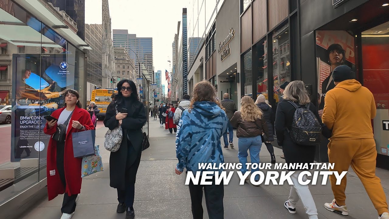New York Manhattan Winter Walk, Broadway, 57th Street, 7th Avenue, 5th Avenue, Chelsea, 6th Avenue