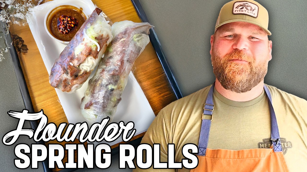 Making flounder spring rolls on the Texas coast