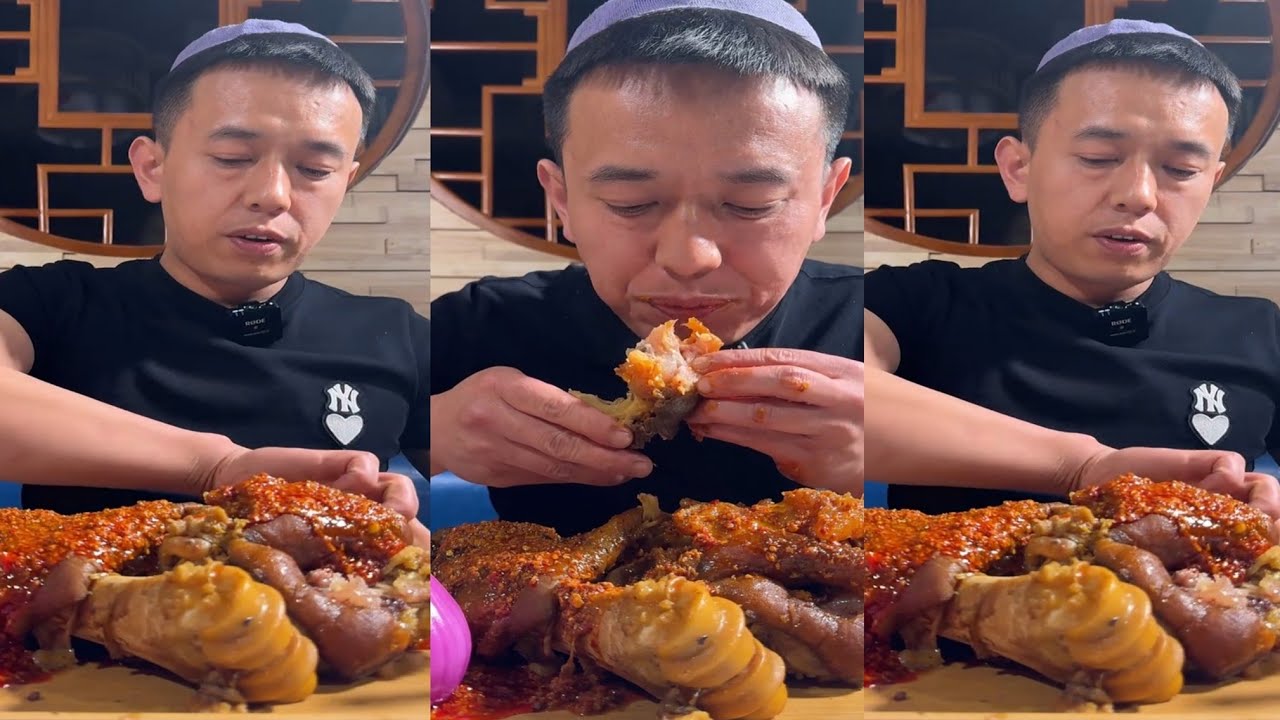 ASMR BEEF TROTTERS WITH SPICY GARLIC PASTE EATING