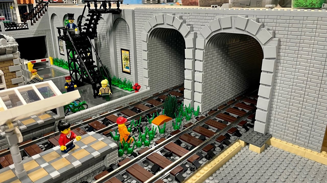 Doppelter Eisenbahn-Tunnel - Bau einer Lego Stadt Teil 243.