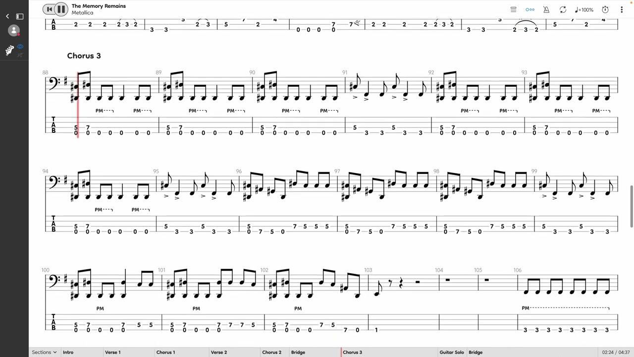 Metallica - The Memory Remains (BASS TAB PLAY ALONG)