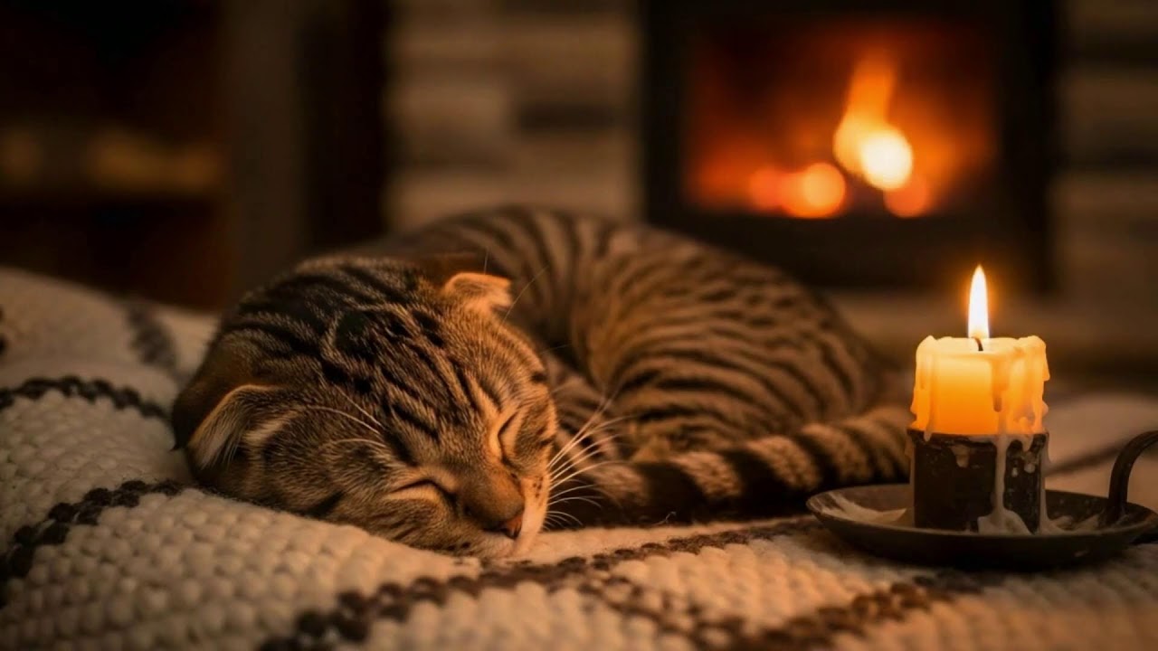 Deep Relaxation Cat Music 432Hz 🐾 Fireplace Ambience For Peaceful Sleep, Healing, And Comfort