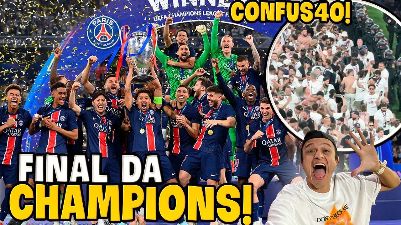 PSG 5 x 0 INTER DE MILÃO NA FINAL DA CHAMPIONS E EU TAVA LÁ!! INVADIRAM O CAMPO NO FINAL!