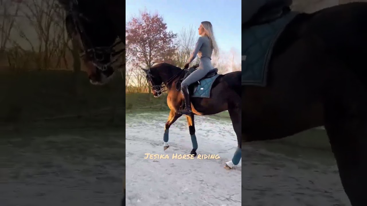 how to ride a horse gentle by beautiful professional lady at river bank #horseriding #horsetraining