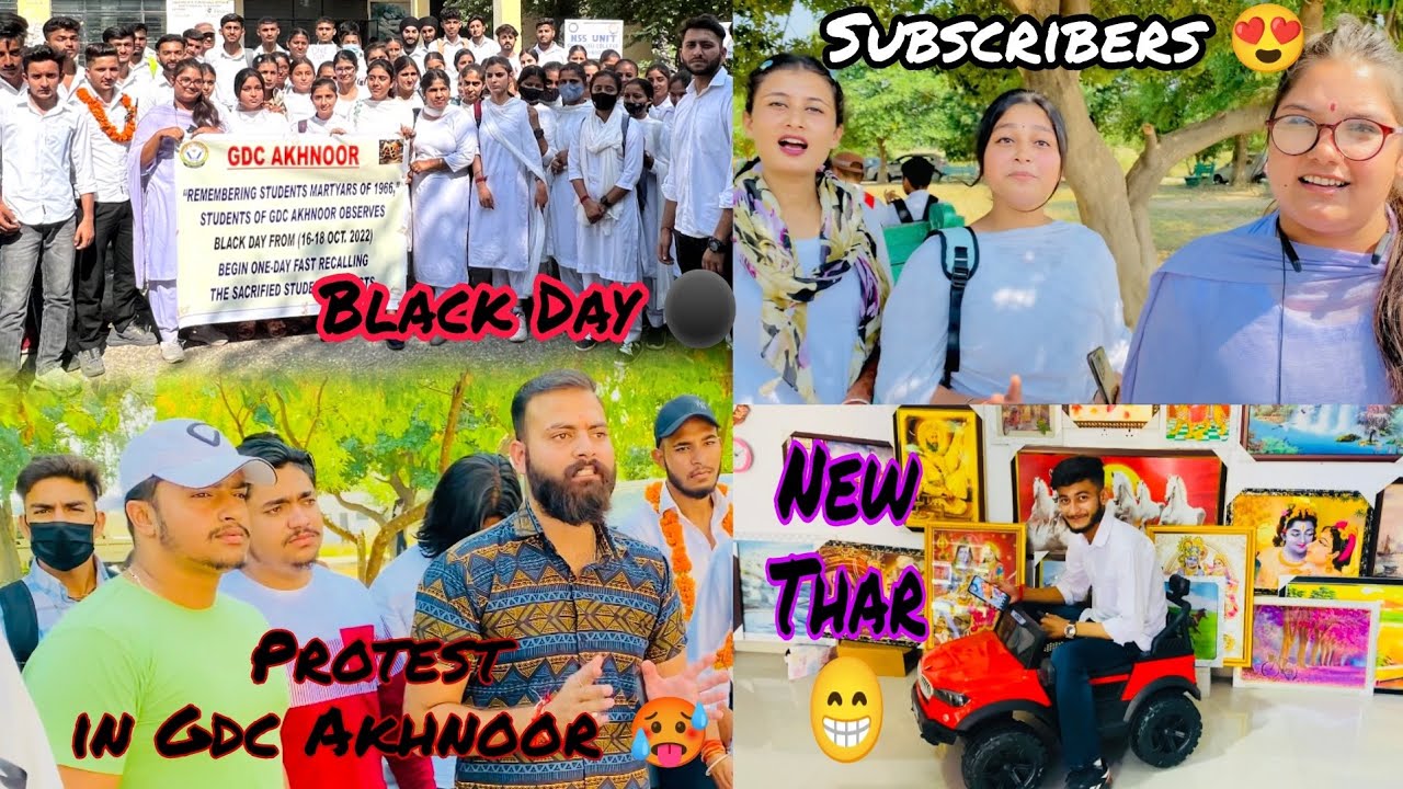 Protest✋🏻 in @Gdc Akhnoor for ⚫️Black day \\Cute 😍Subscriber se mulaqat hui❤️‍🔥🥰 @jvvlogs2456