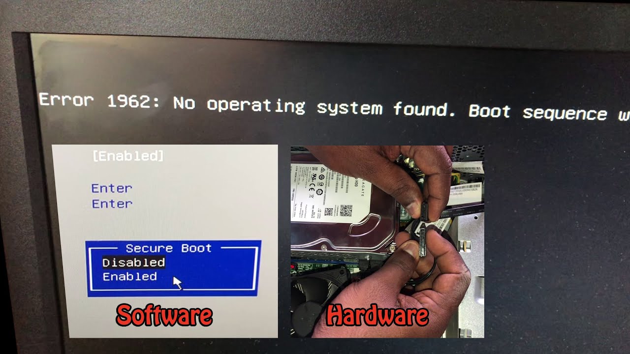 Error 1962: No operating system found. Boot sequence will automatically repeat. 