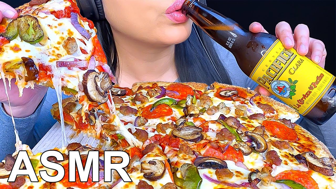 ASMR PIZZA & BEER MUKBANG EATING SOUNDS (Eating Show) ASMR Phan