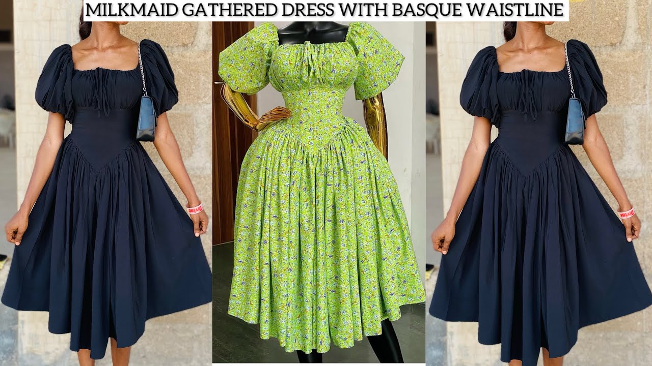 How to sew a milkmaid dress with a basque waistline *detailed tutorial *( beginner’s friendly)