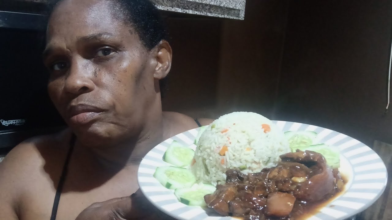 New year dinner// stew pork and vegetables rice 