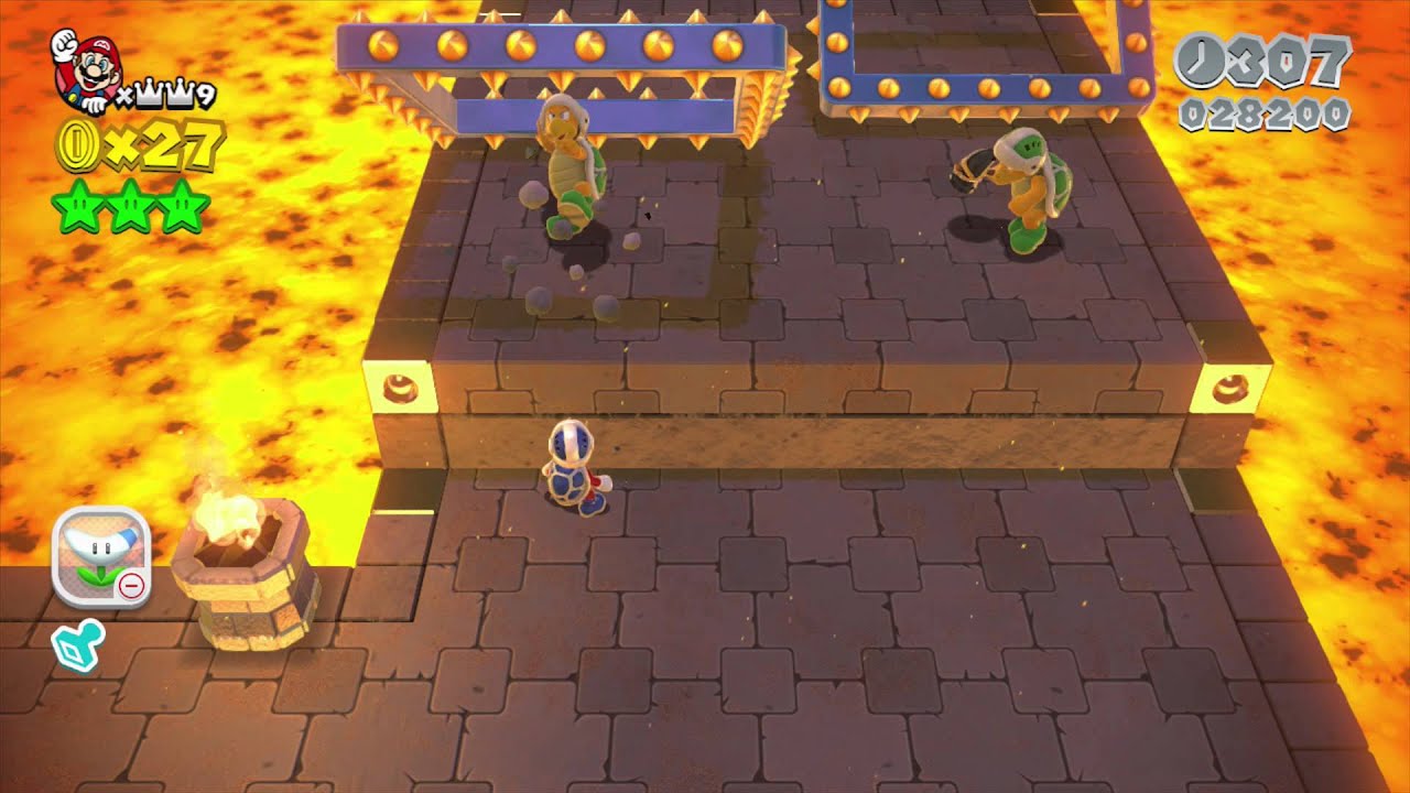 Super Mario 3D World ~ World Castle-Castle (Green Star & Stamp Guide)