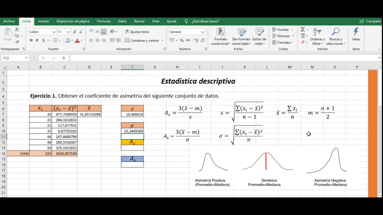 Coeficiente de asimetria para datos agrupados y no agrupados
