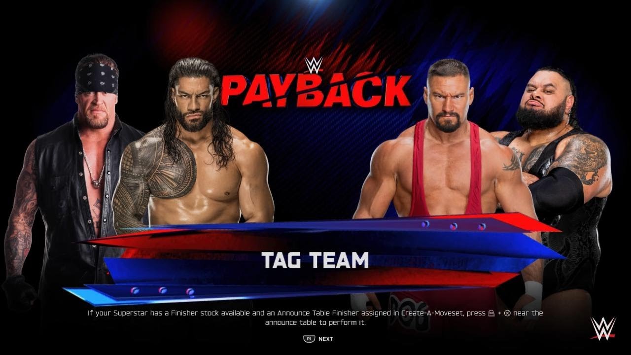 W2K25 - The Undertaker & Roman Reigns vs Bron Breakker & Bronson Reed