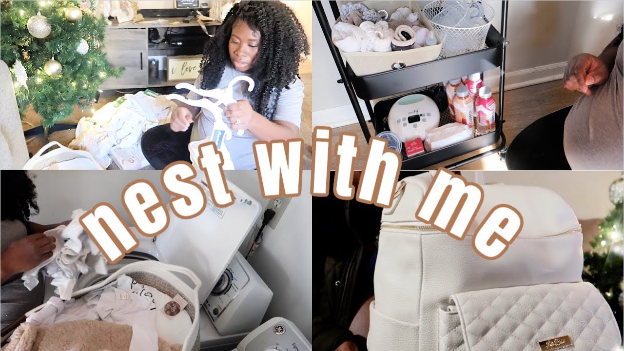 NEST WITH ME | Wash Baby Clothes, Pack Hospital Bag and Diaper Bag #nesting #organization