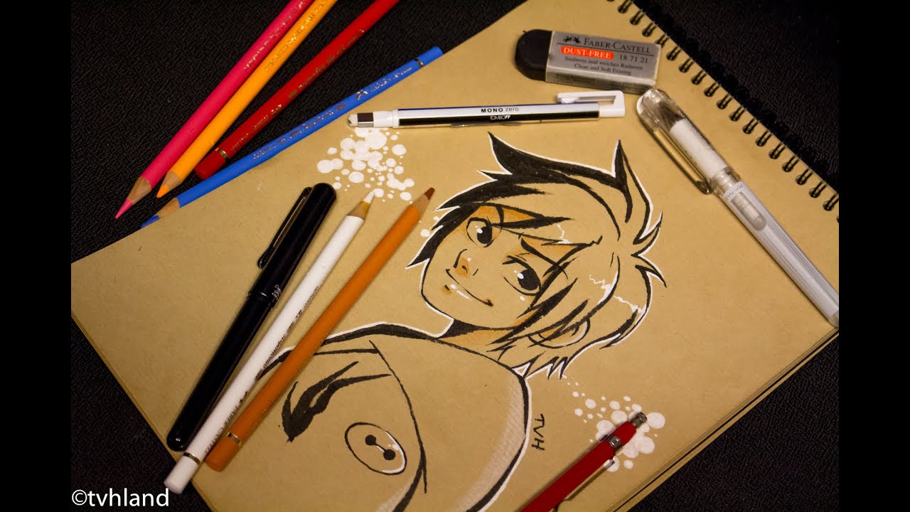 Dessiner Hiro du film Les nouveaux Héros  sur papier kraft - Big Hiro 6