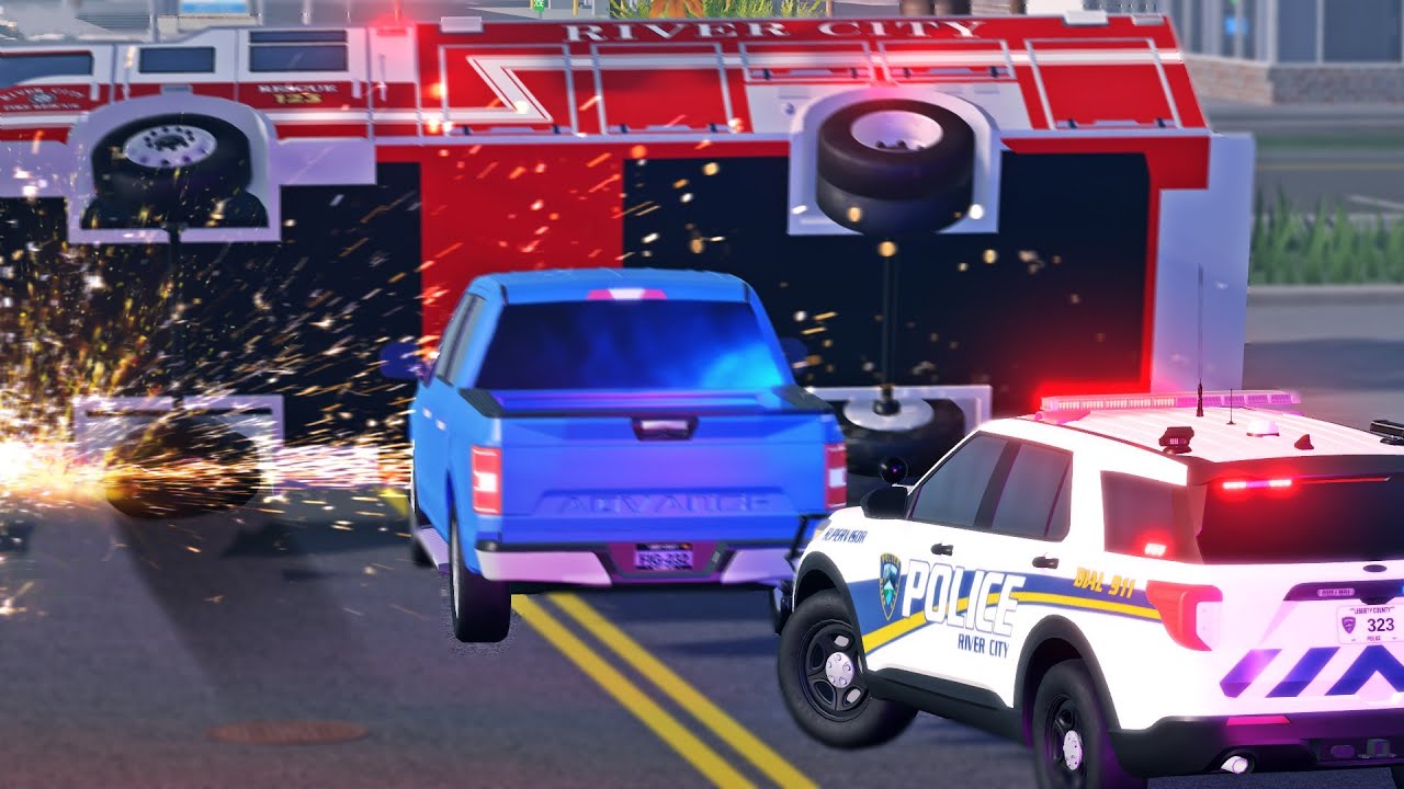 Police Pursuit CRASHES into Fire Truck! (ER:LC)