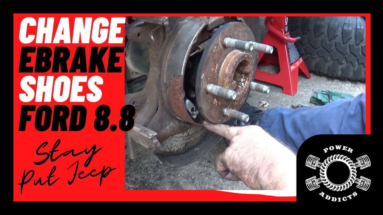 How to change Ford 8.8 rear diff ebrake Shoes and Hardware #88swap #ebrake #poweraddictscrew