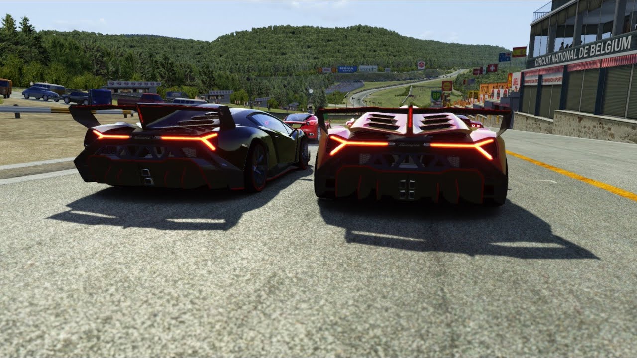 Lamborghini Veneno vs Ferrari Enzo vs Ferrari LaFerrari vs Ferrari SF90 Stradale at Old Spa